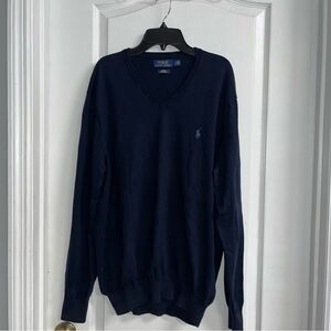 Polo by Ralph Lauren Men's Deep Blue V-Neck Sweater